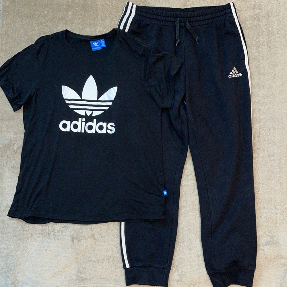 Adidas sweatpant jogger & adidas trefoil top bundle
